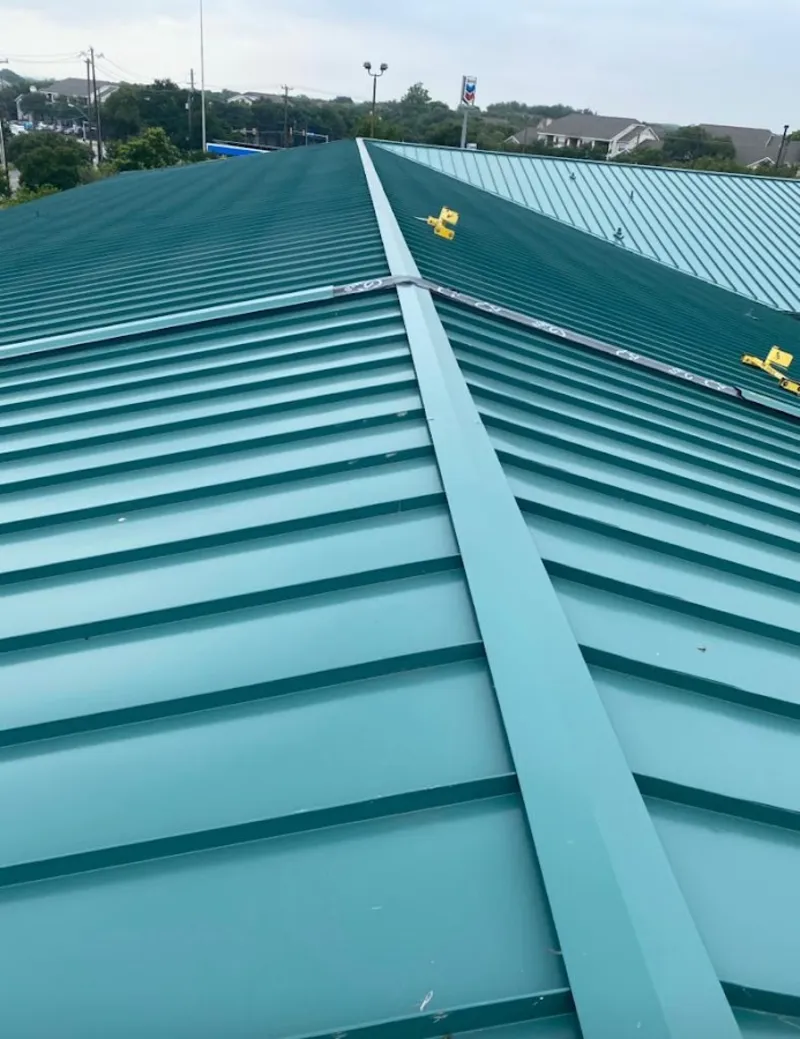 Green commercial metal roof ridge and valley for Metal Roof Repair in Independent Hill